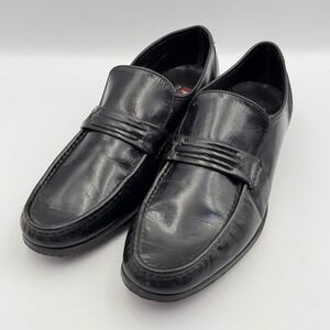 Florsheim FLS Mens Black Leather Slip On Loafers 9.5D Dress Shoes 29003905